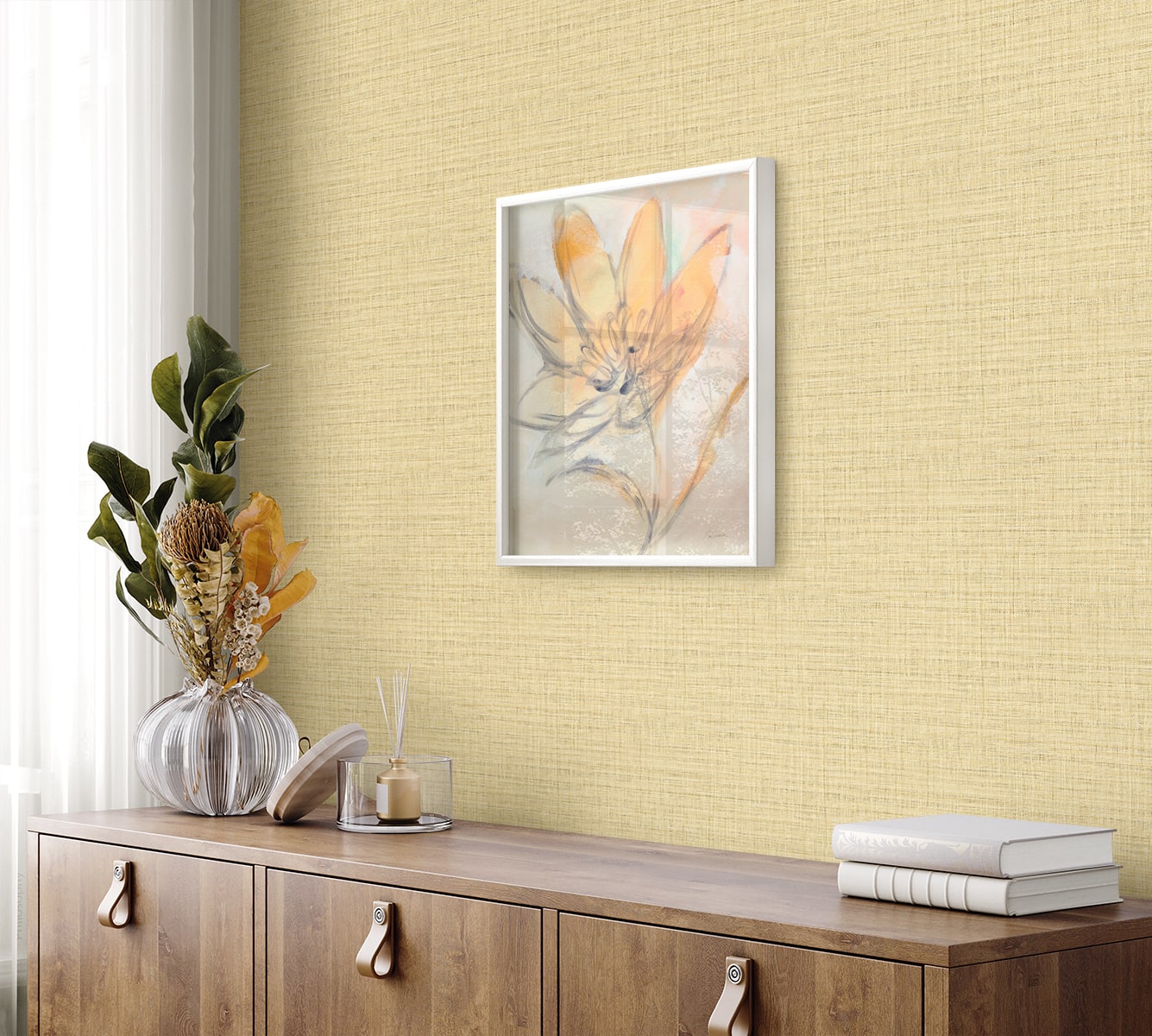 Raffia Harvest Twine Faux Weave Embossed Vinyl Unpasted Wallpaper
