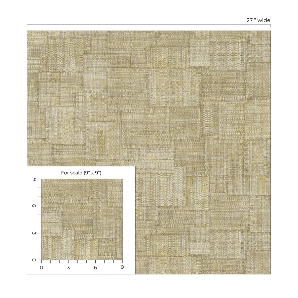 Raffia Woven Blocks Embossed Vinyl Unpasted Wallpaper