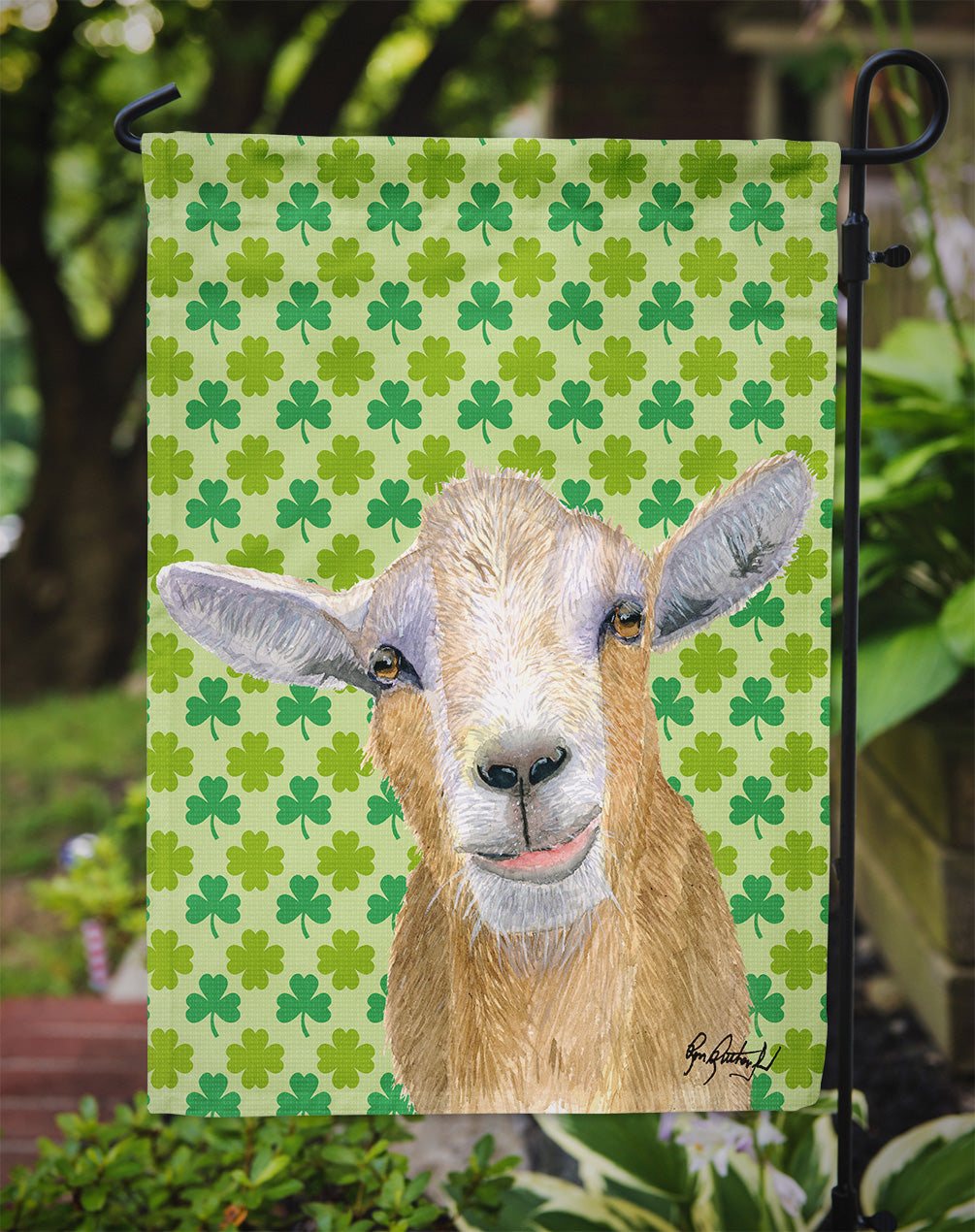 St Patrick's Day Goat Garden Flag