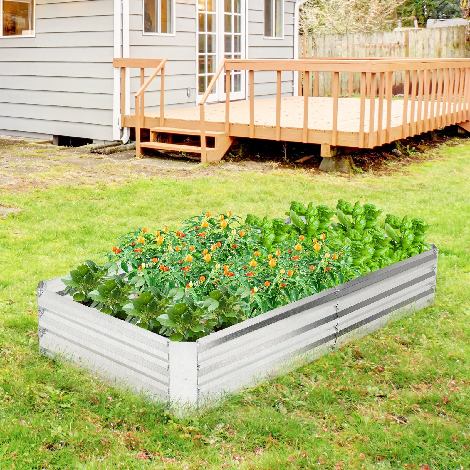 Metal Galvanized Raised Garden Bed with Open-Ended Base