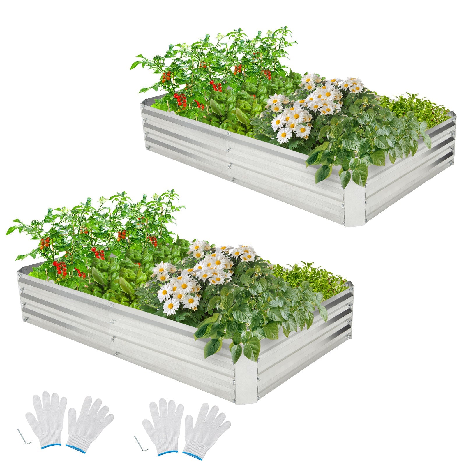 Metal Galvanized Raised Garden Bed with Open-Ended Base