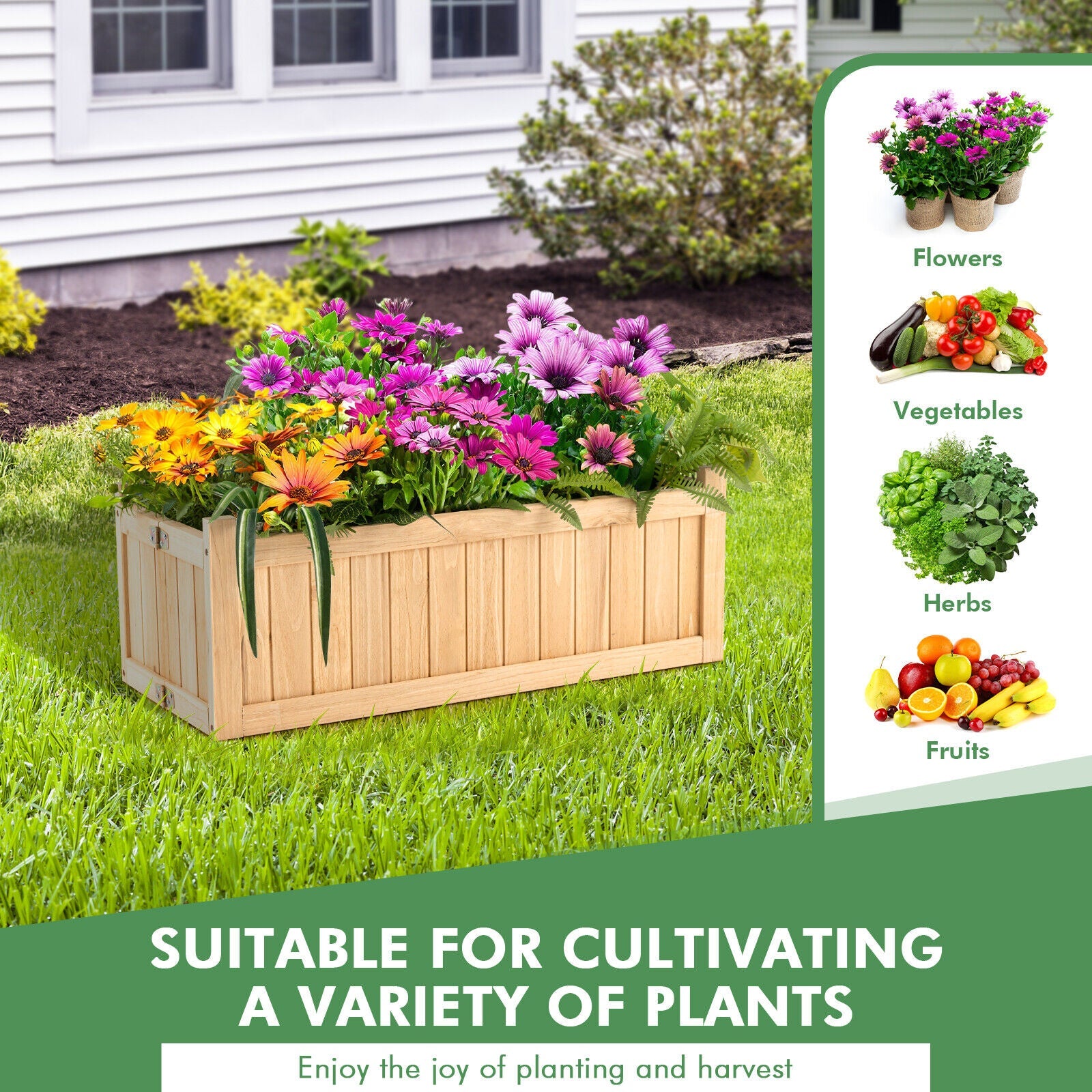 Folding Wooden Raised Garden Bed with Removable Bottom