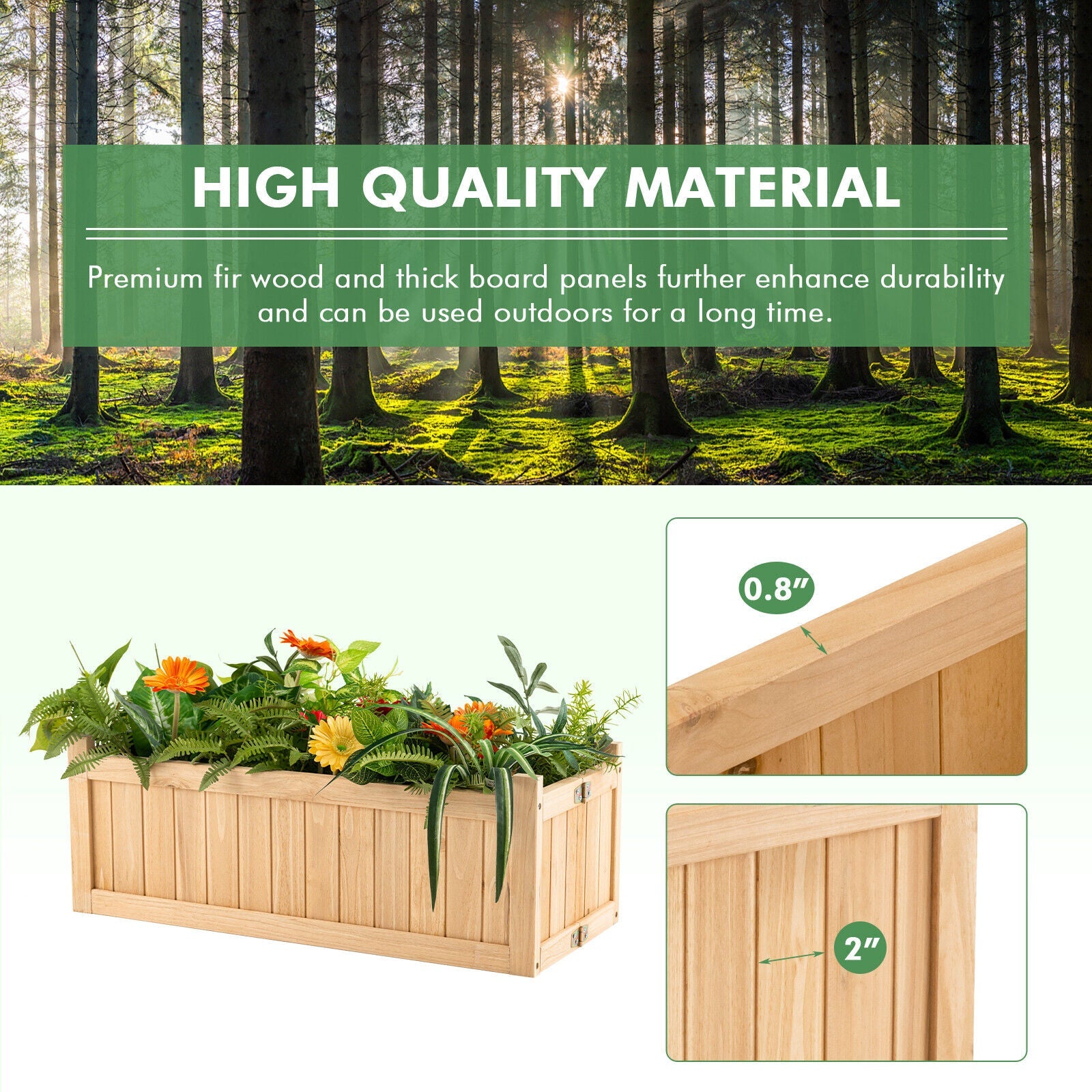 Folding Wooden Raised Garden Bed with Removable Bottom