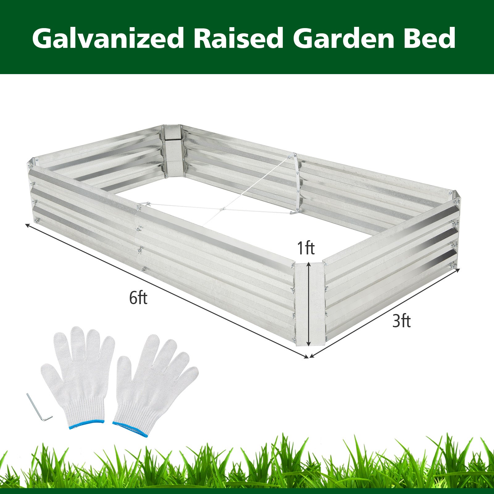 Metal Galvanized Raised Garden Bed with Open-Ended Base