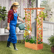 Raised Garden Bed with Side Trellis, Hanging Roof & Drainage Hole-Orange