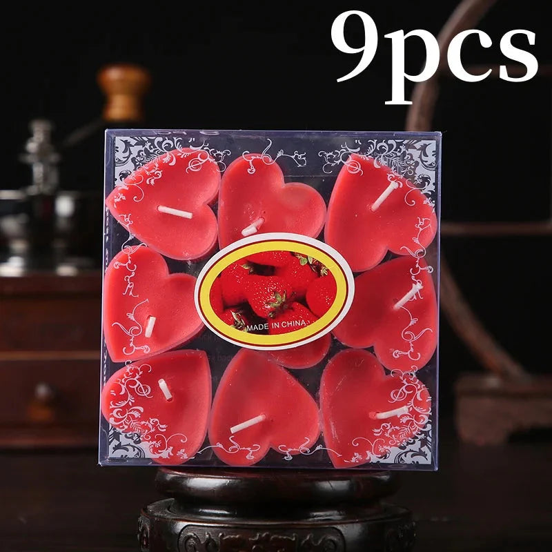 9-pcs Heart-Shaped Scented Tea Candles - Valentine's Day