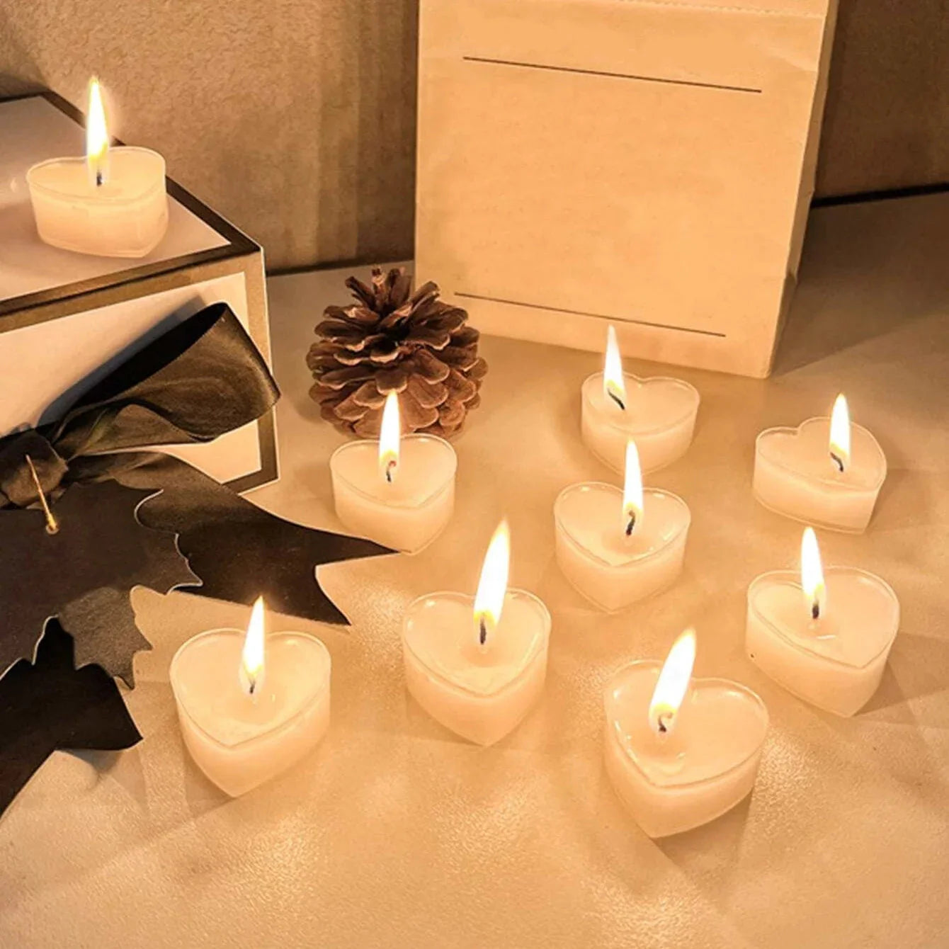 9-pcs Heart-Shaped Scented Tea Candles – Valentine's Day