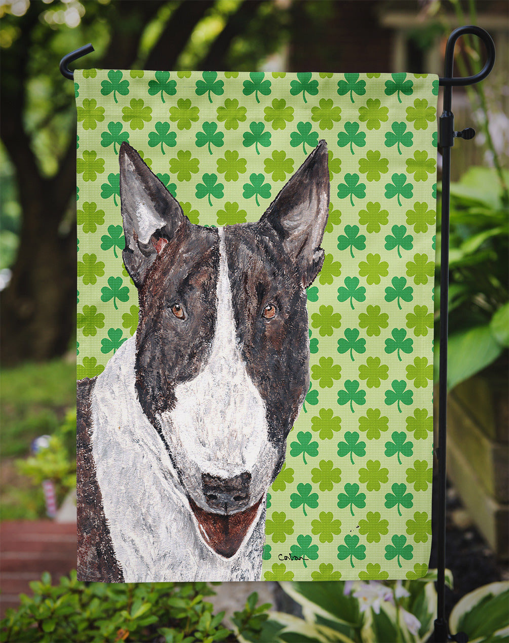 Bull Terrier St Patrick's Irish Garden Flag