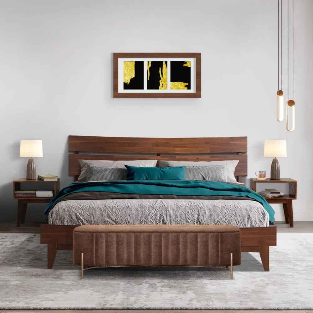 Acacia Aurora Bed Frame & Nightstand Set