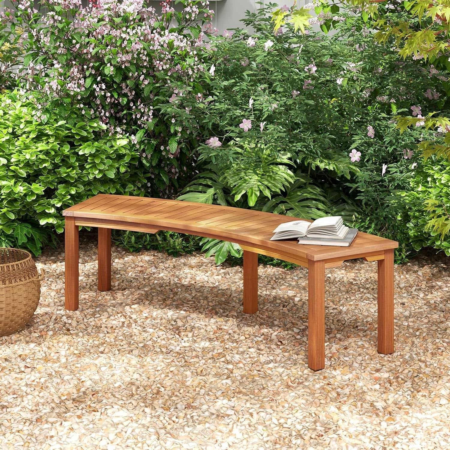 Set of 4 - Outdoor, Curved Backless Garden Bench