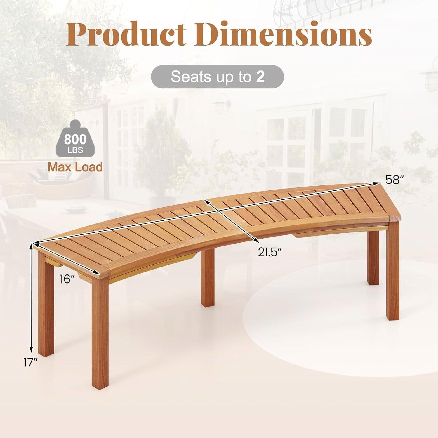 Set of 4 - Outdoor, Curved Backless Garden Bench
