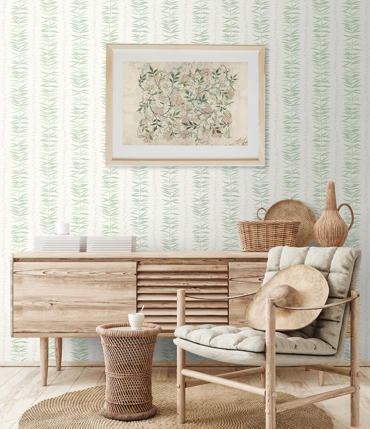 The Simple Life Summer Garland Botanical Unpasted Wallpaper