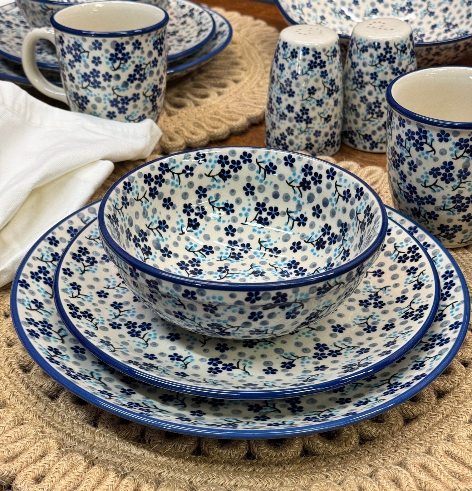 Plate, Round, Dinner, 10" in "Scattered Blues" by Manufaktura | T132S-AS45 by The Polish Pottery Outlet