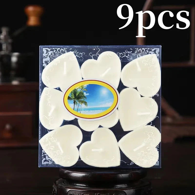 9-pcs Heart-Shaped Scented Tea Candles - Valentine's Day