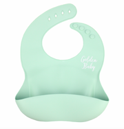 Golden Baby Silicone Pocket Bib in Aqua