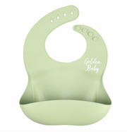 Golden Baby Silicone Pocket Bib in Sage
