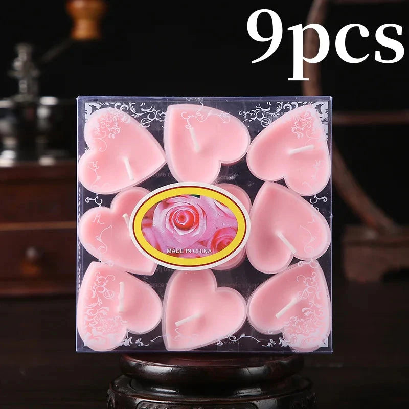 9-pcs Heart-Shaped Scented Tea Candles - Valentine's Day
