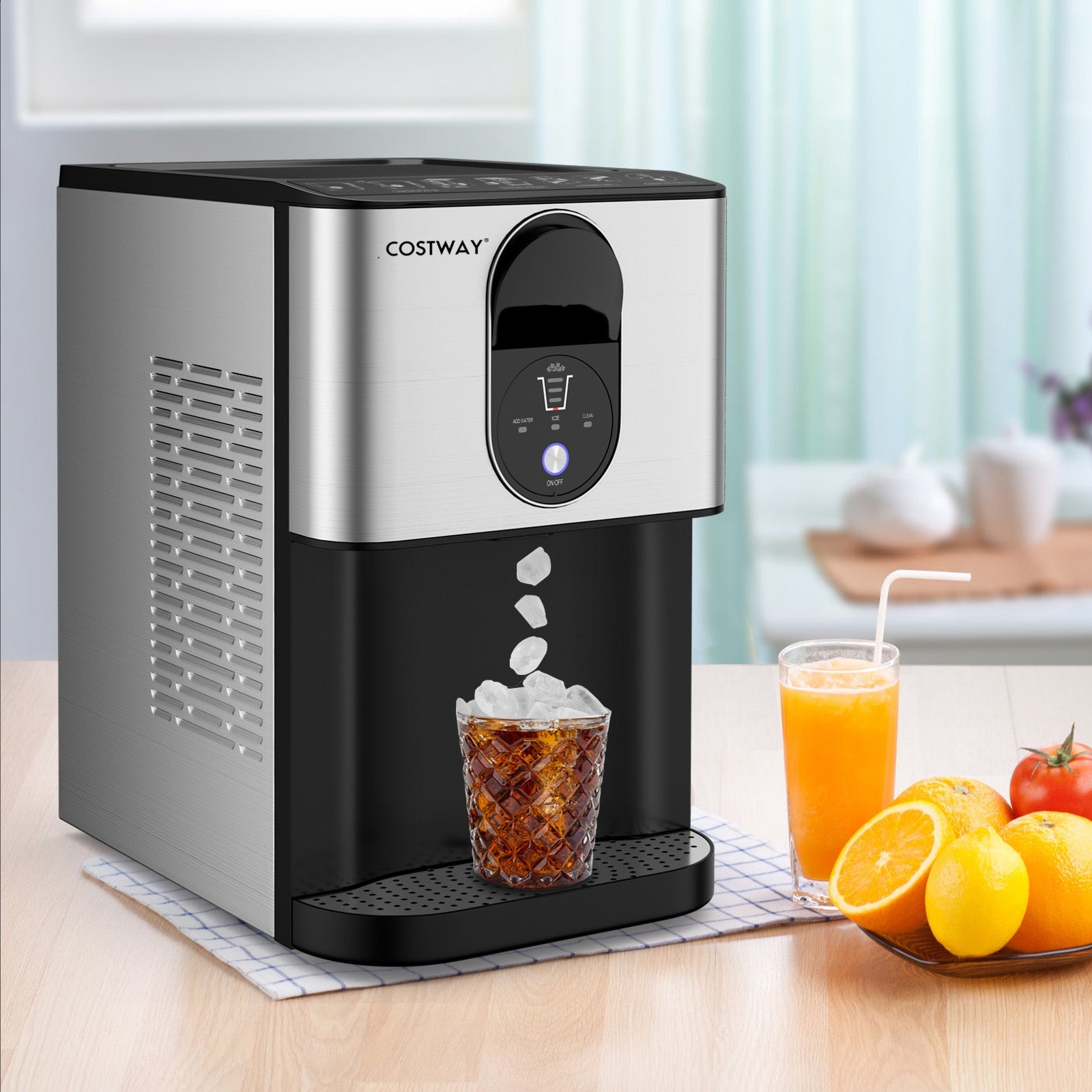 Self Dispensing Nugget Ice Maker Countertop -Silver