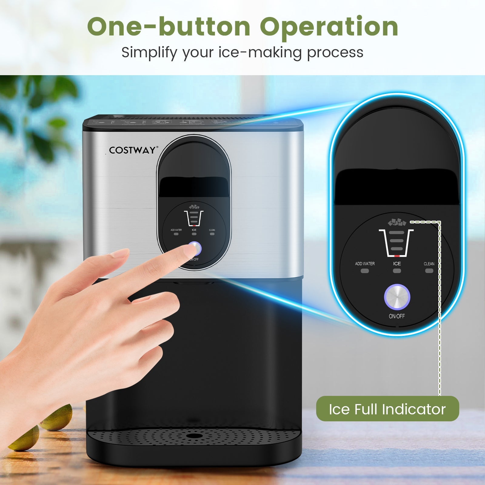 Self Dispensing Nugget Ice Maker Countertop -Silver