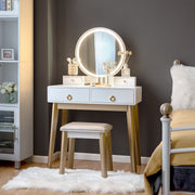 Set 3 Makeup Vanity Table Color Lighting Jewelry Divider Dressing Table-White