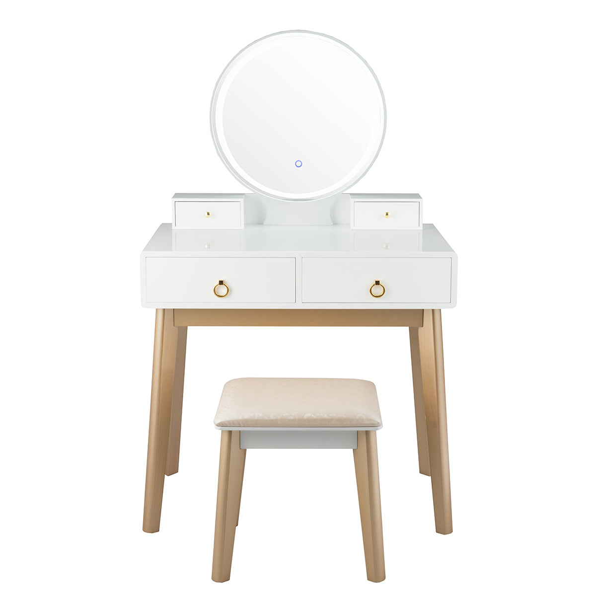 Set 3 Makeup Vanity Table Color Lighting Jewelry Divider Dressing Table-White