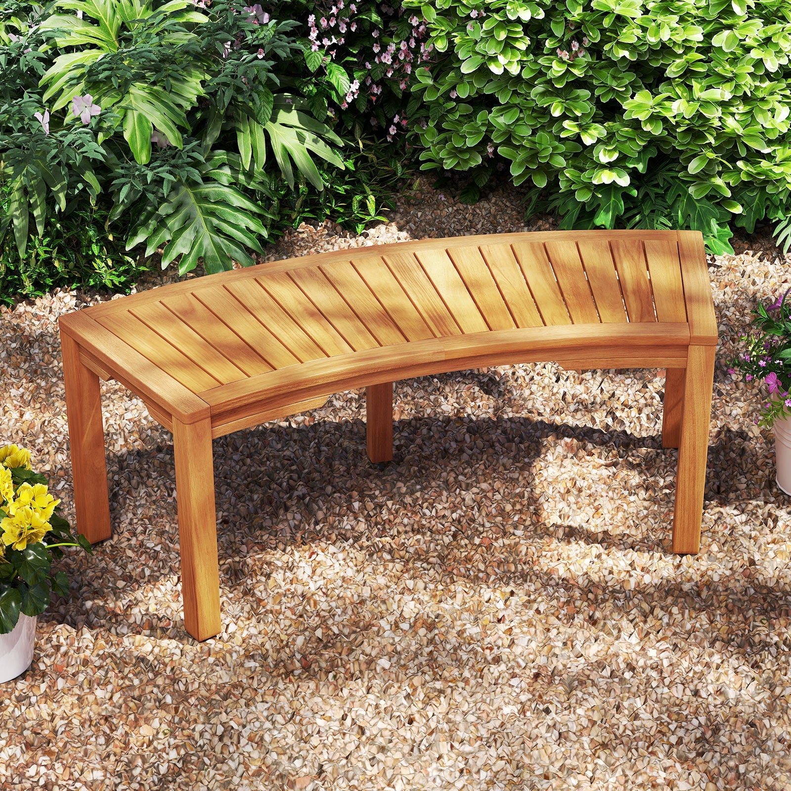 Set of 1 Outdoor Curved Garden Bench 2-Person