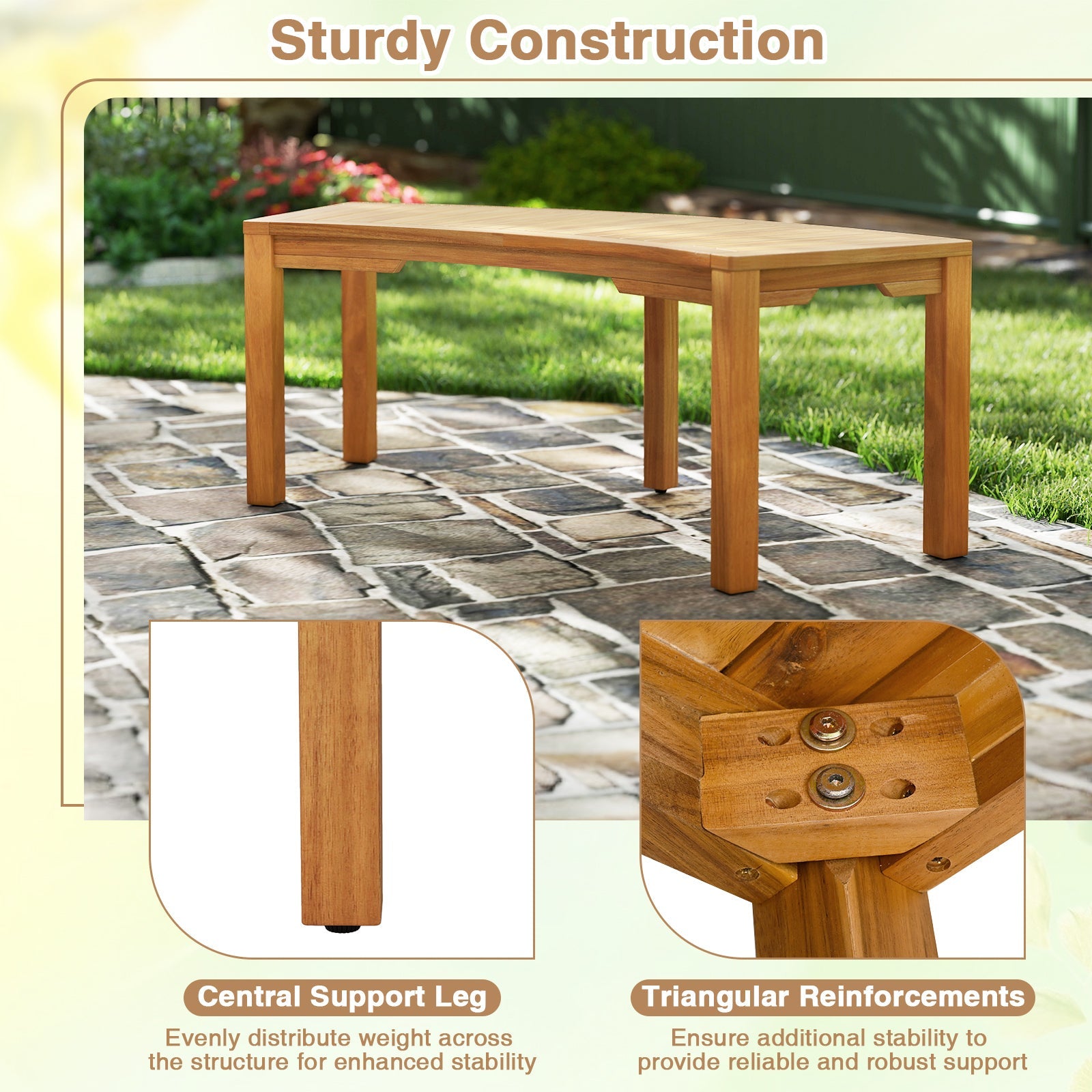 Set of 1 Outdoor Curved Garden Bench 2-Person
