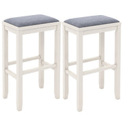 2 Pieces 31 Inch Upholstered Bar Stool Set with Solid Rubber Wood Frame and Footres-Griege by VYSN