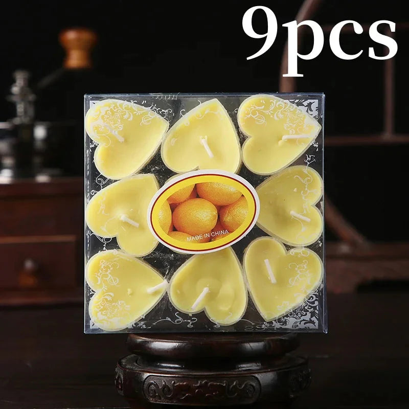 9-pcs Heart-Shaped Scented Tea Candles – Valentine's Day