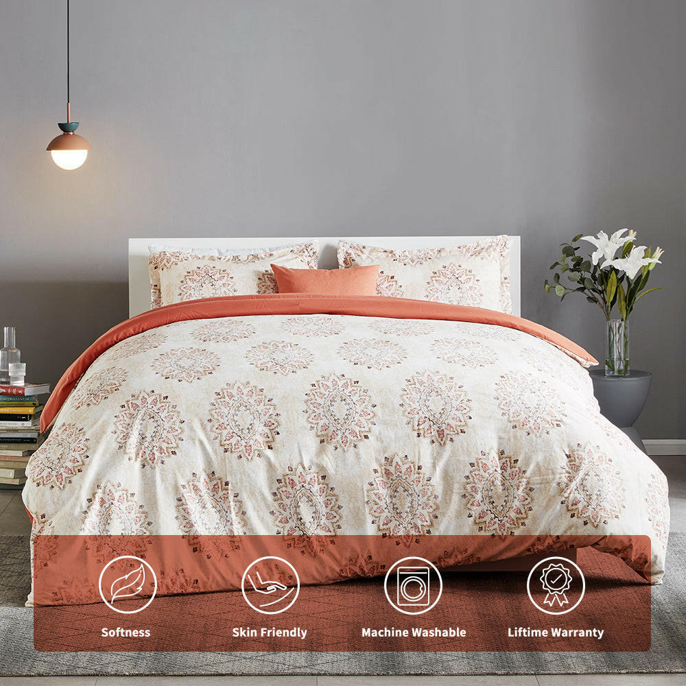 Damask Pattern Printed Duvet Cover Set