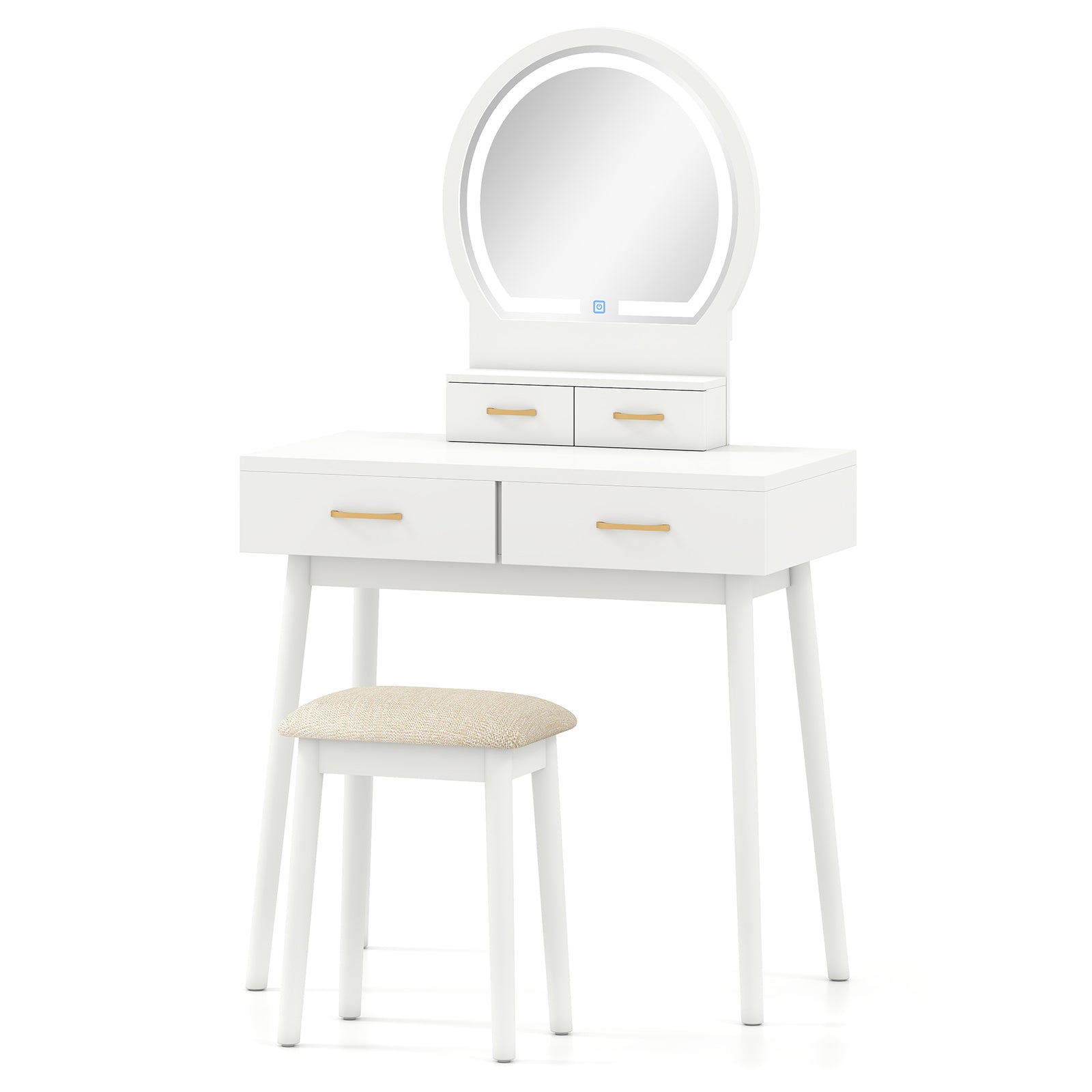 Small Vanity Makeup Dressing Table Set -White
