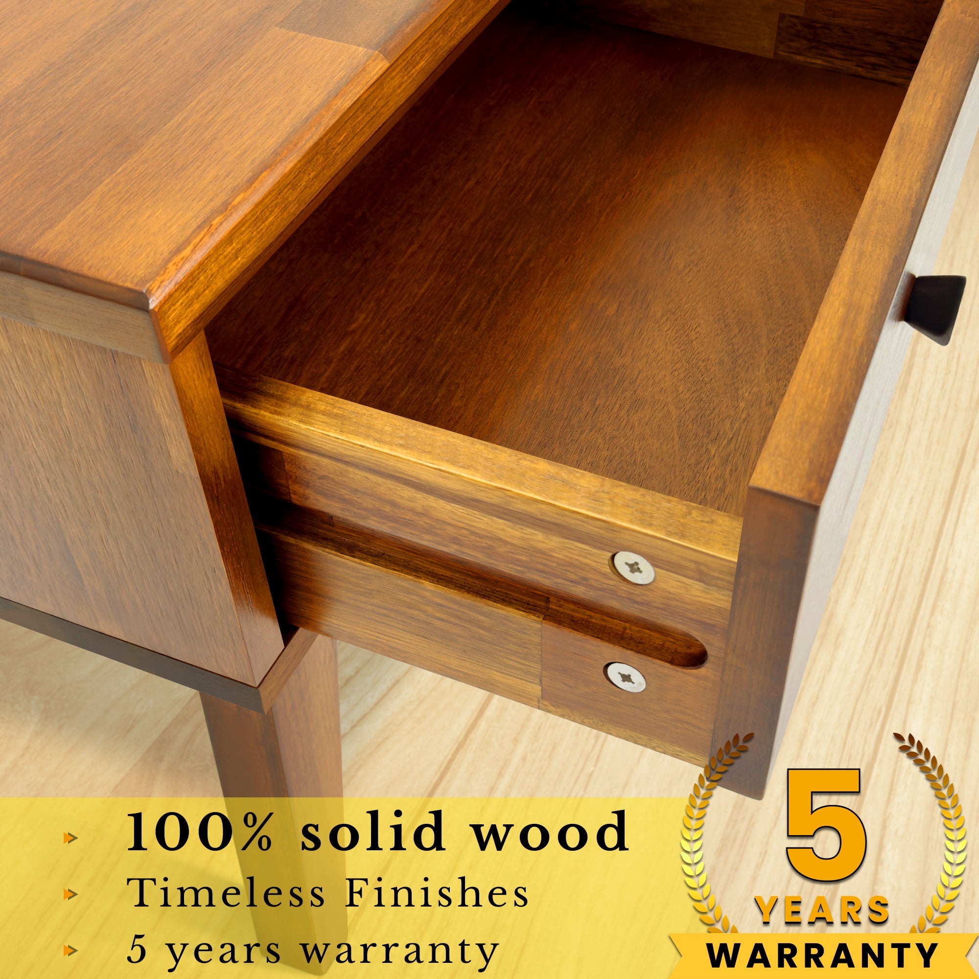 Acacia Sofia 1-Drawer Solid Wood Nightstand