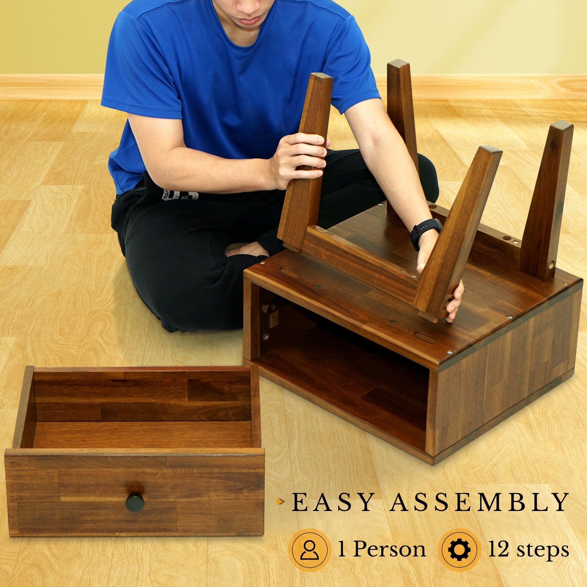 Acacia Sofia 1-Drawer Solid Wood Nightstand