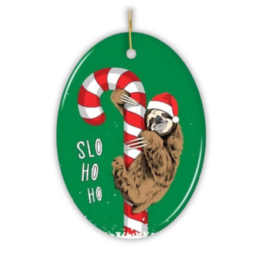 Cute Sloth Christmas Ornament, Slo Ho Ho Ceramic Ornament OrnamentallyYou 