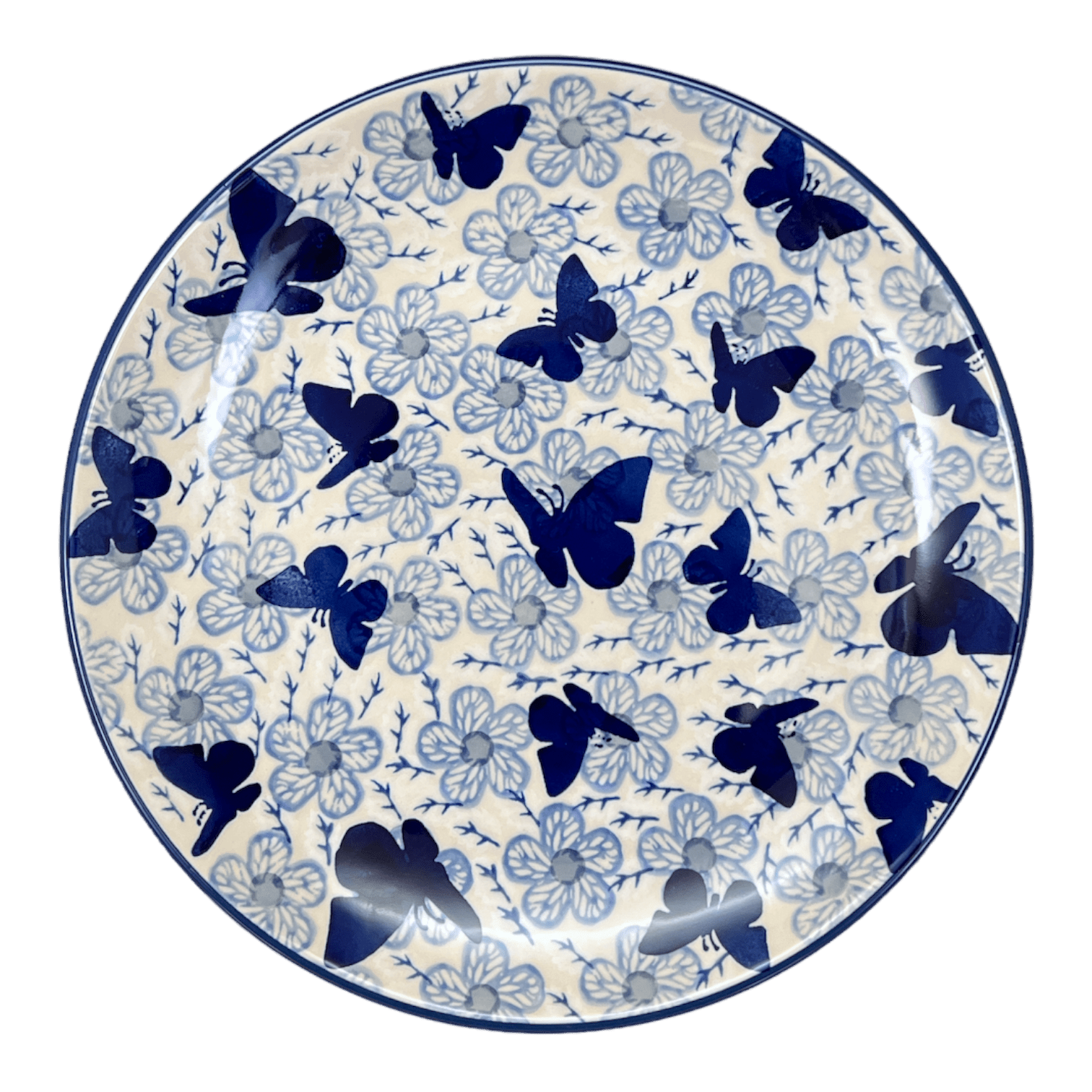 Plate, Round, Dinner, 10" in "Blue Butterfly" by Manufaktura | T132U-AS58 by The Polish Pottery Outlet