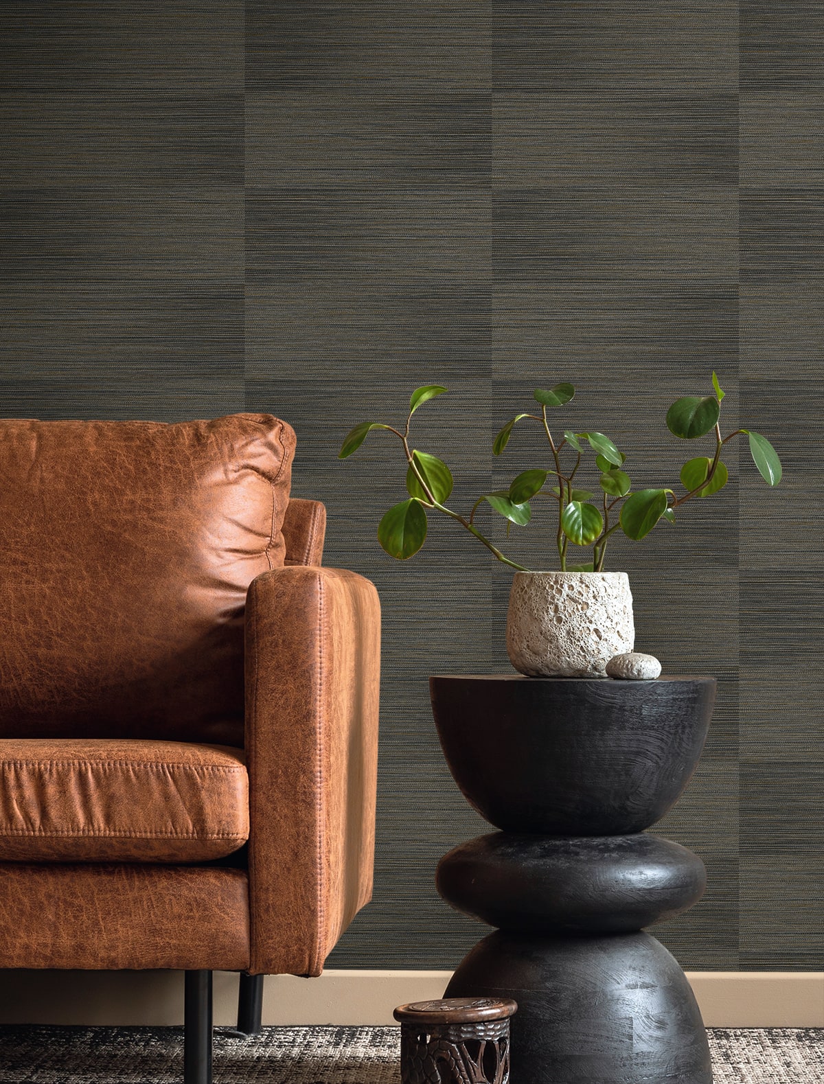 Fibers and Threads Moston Striped Embossed Vinyl Unpasted Wallpaper
