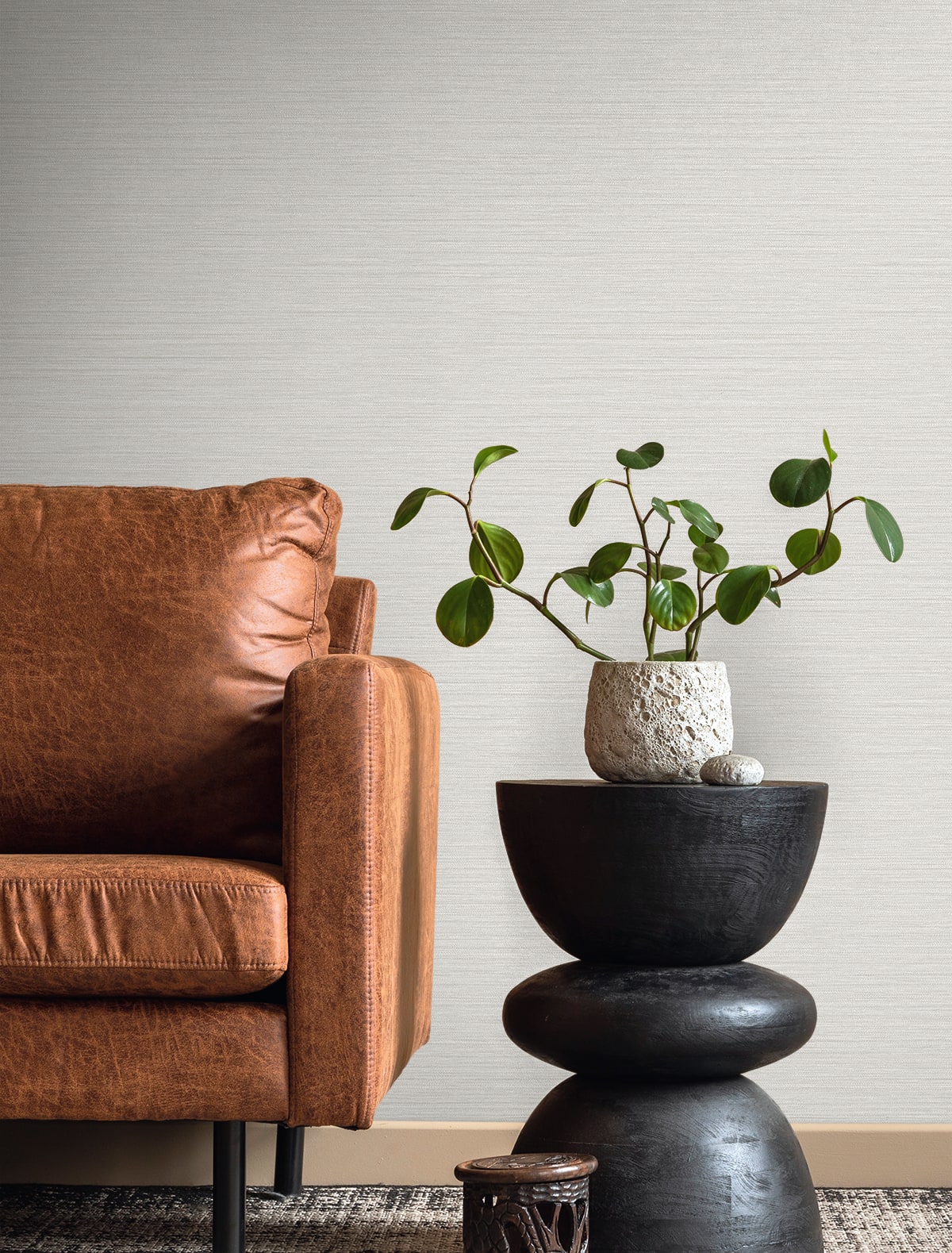 Fibers and Threads Newton Faux Sisal Embossed Vinyl Unpasted Wallpaper