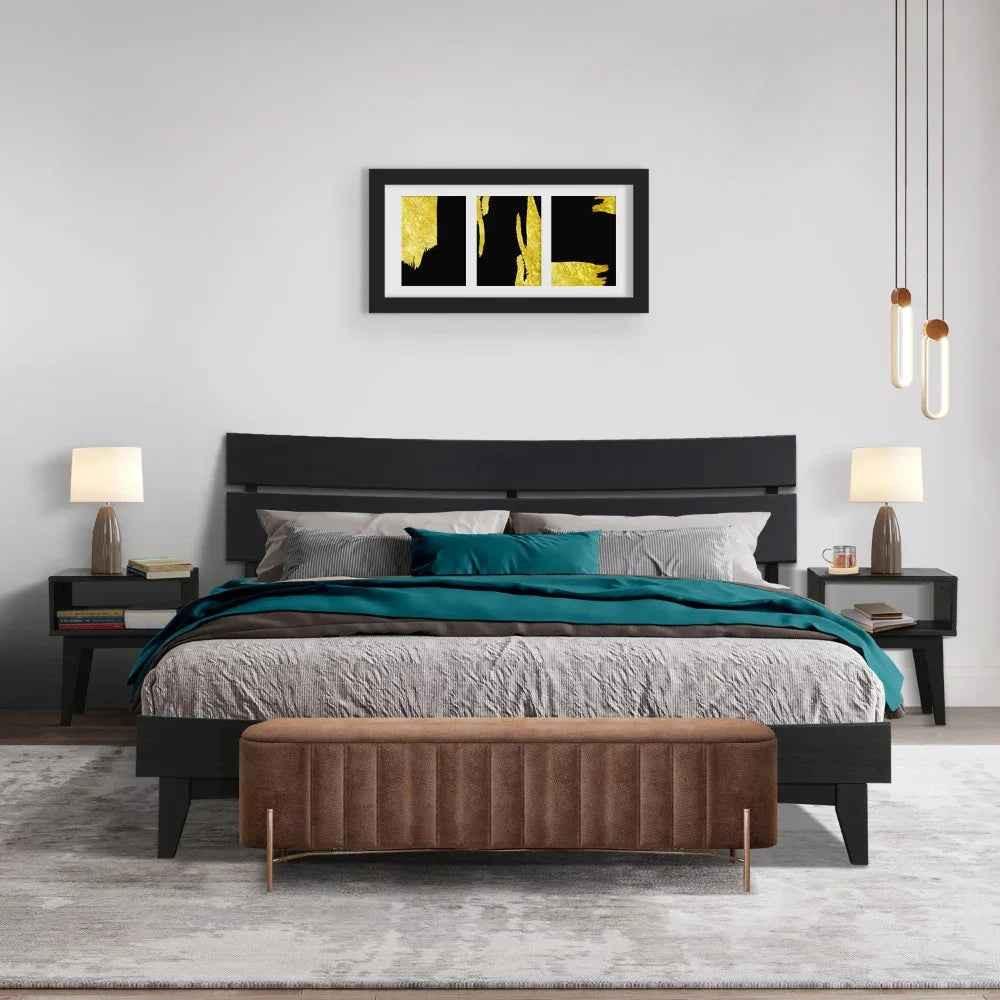 Acacia Aurora Bed Frame & Nightstand Set