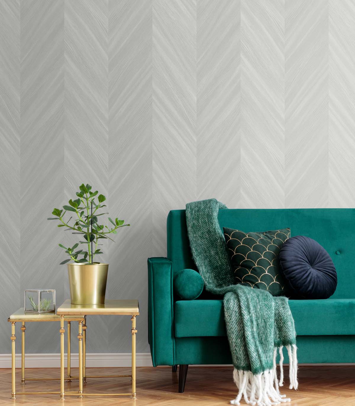 Even More Textures Faux Chevron Wood Embossed Vinyl Unpasted Wallpaper