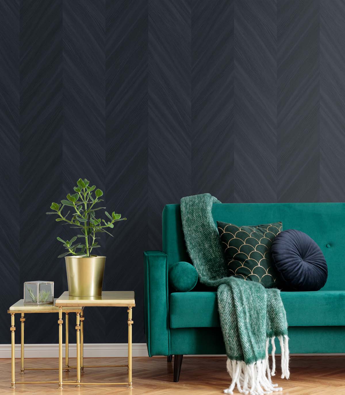 Even More Textures Faux Chevron Wood Embossed Vinyl Unpasted Wallpaper