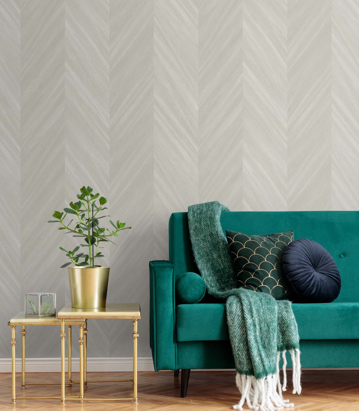 Even More Textures Faux Chevron Wood Embossed Vinyl Unpasted Wallpaper