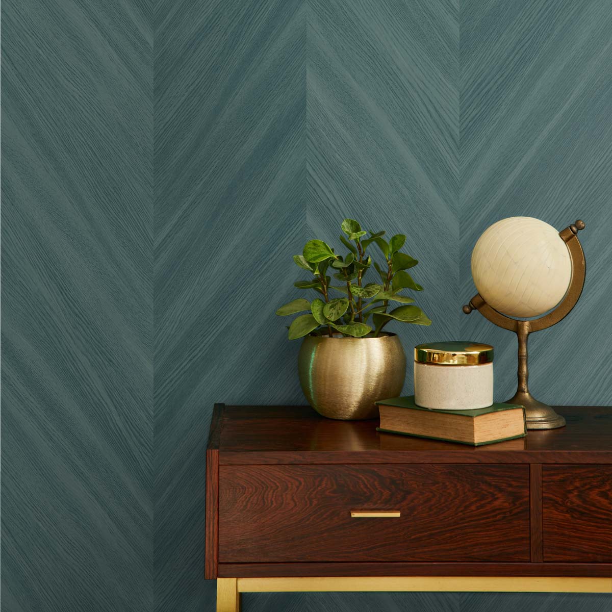 Even More Textures Faux Chevron Wood Embossed Vinyl Unpasted Wallpaper