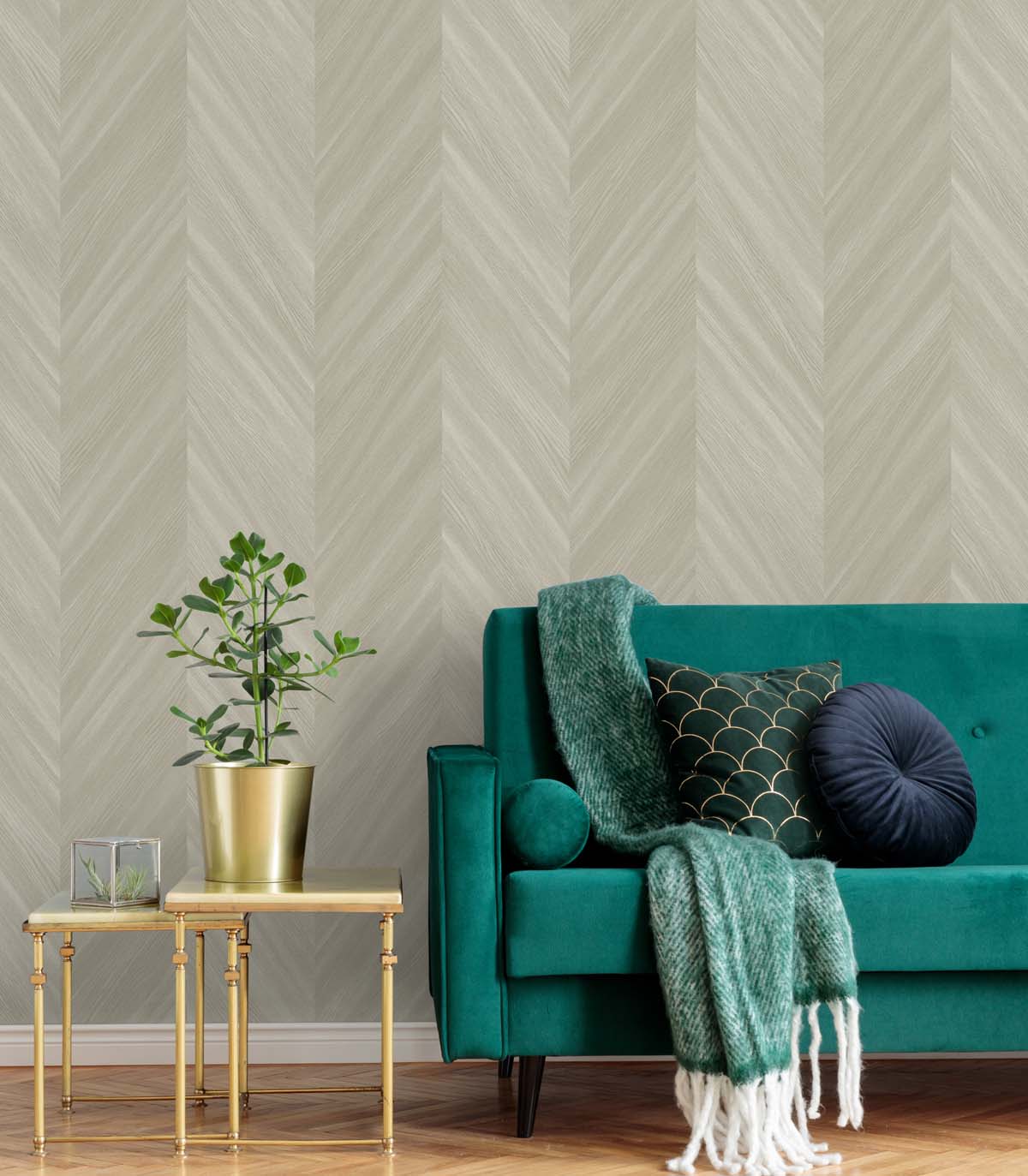 Even More Textures Faux Chevron Wood Embossed Vinyl Unpasted Wallpaper