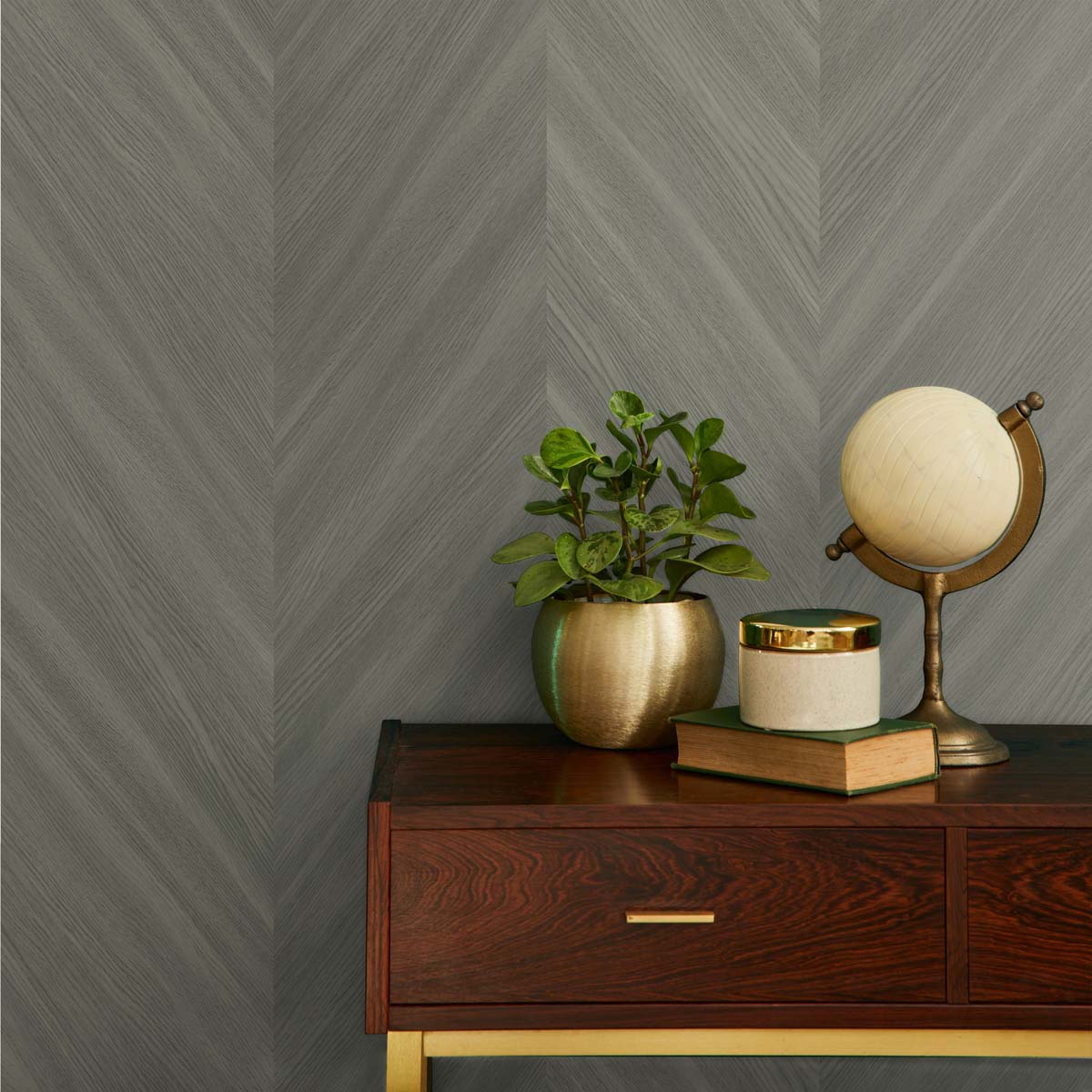Even More Textures Faux Chevron Wood Embossed Vinyl Unpasted Wallpaper