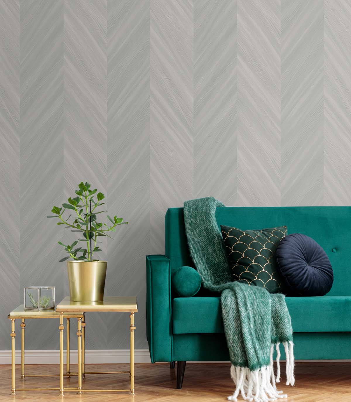 Even More Textures Faux Chevron Wood Embossed Vinyl Unpasted Wallpaper