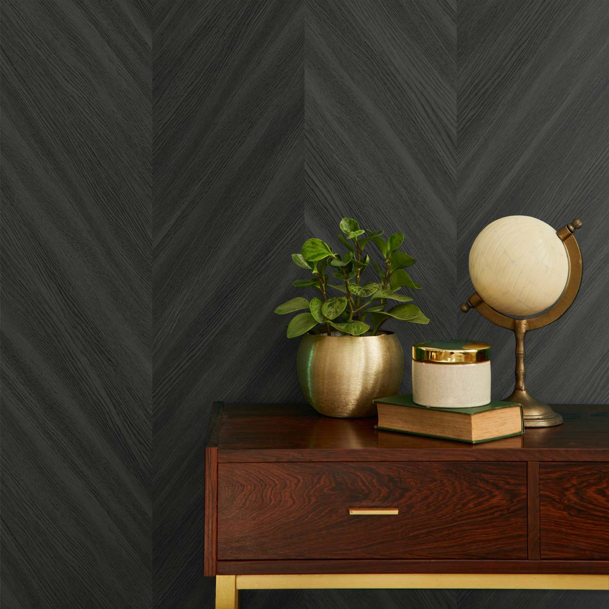 Even More Textures Faux Chevron Wood Embossed Vinyl Unpasted Wallpaper