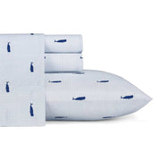 Twin XL Size, Cotton Navy Blue, White Stripe, Sheet Set
