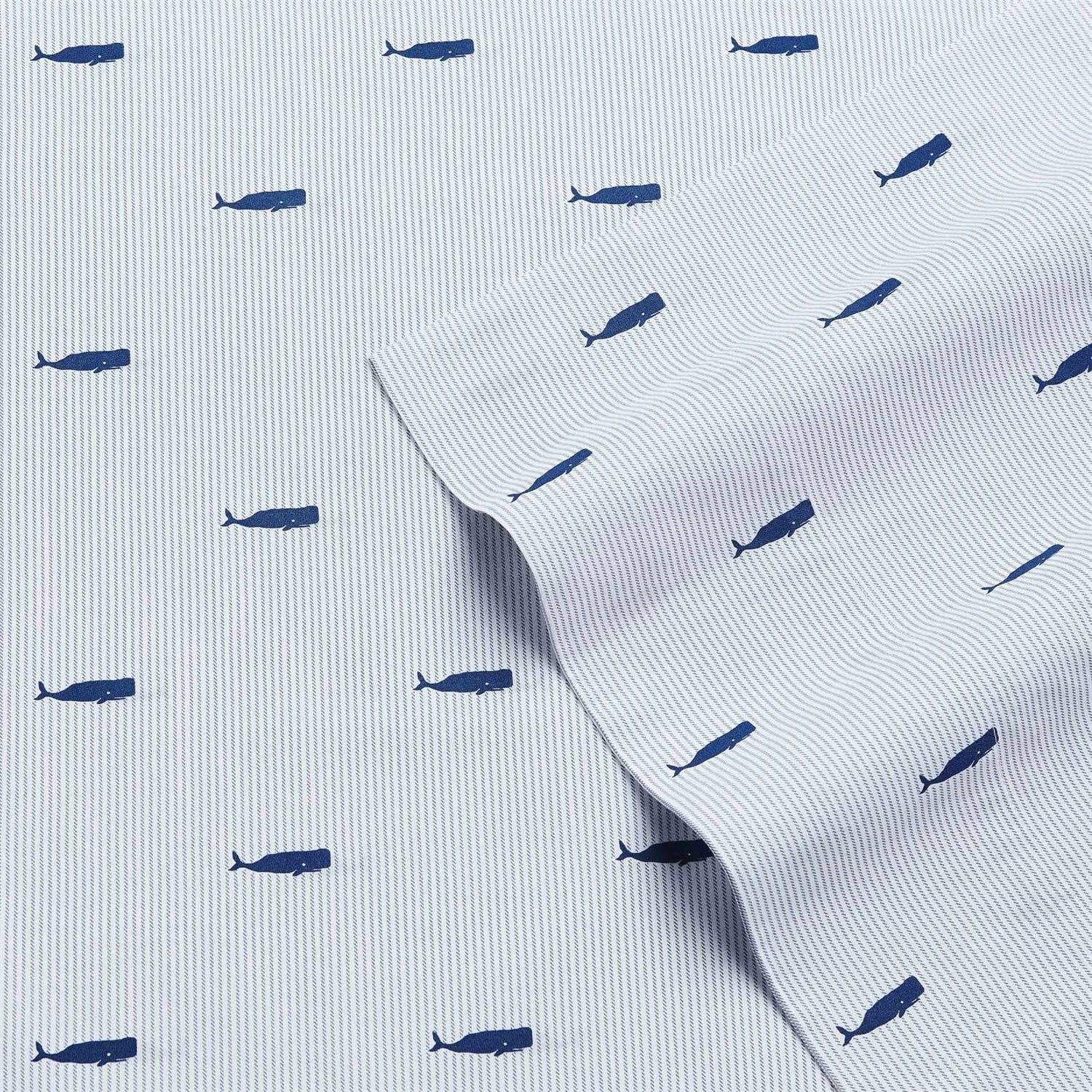 Twin XL Size, Cotton Navy Blue, White Stripe, Sheet Set
