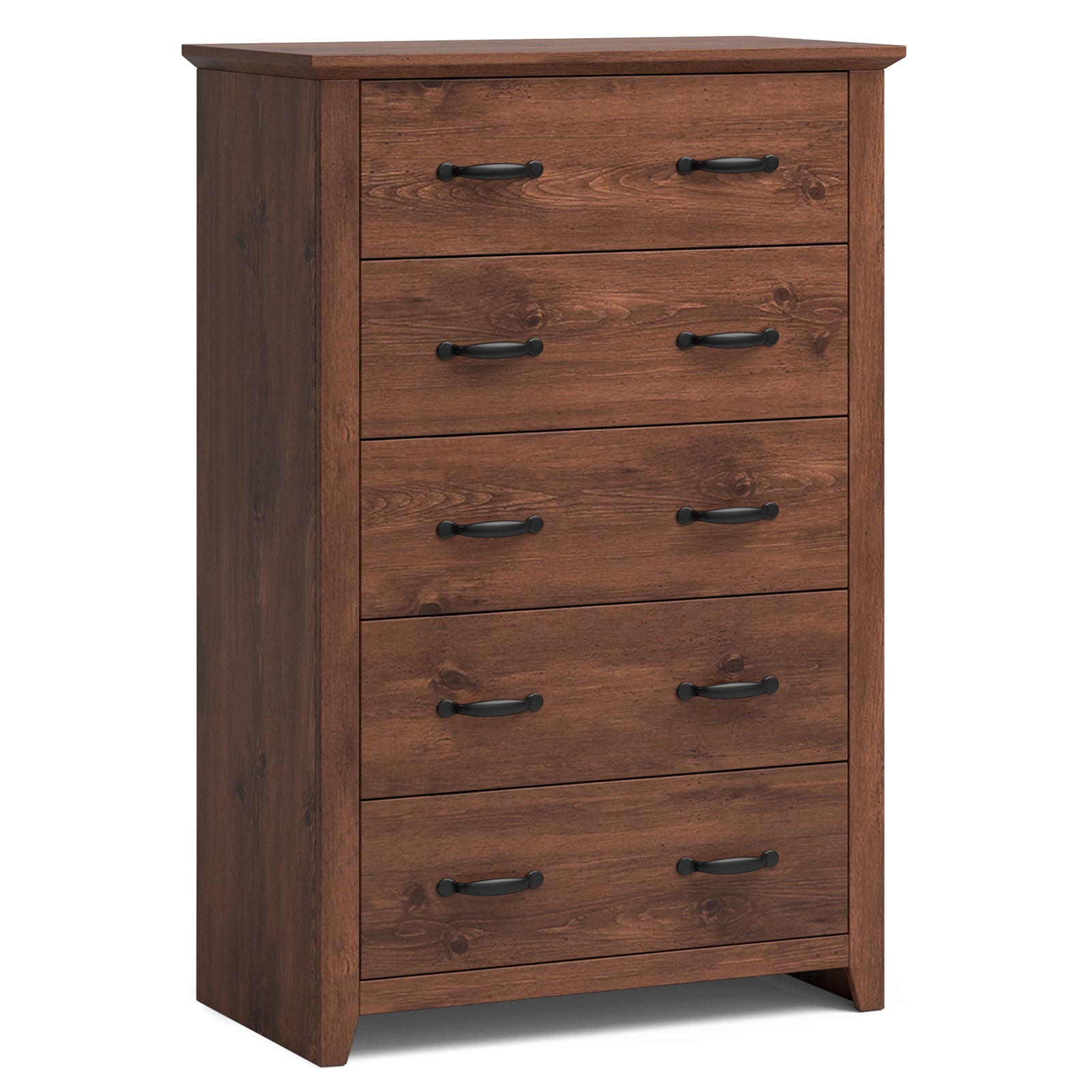 Tall Storage Dresser with 5 Pull-out Drawers -Walnut