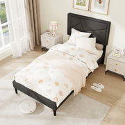 Twin/Full/Queen Size Upholstered Platform Bed Frame with High Headboard-Twin